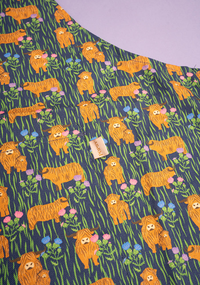 Second angle of Highland Cow Print Popsy Apron