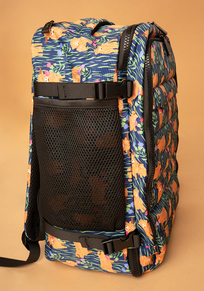 Fifth angle of Highland Cow Print Popsy Cabin Bag, colourful cabin bag featuring fun Highland cow print from Popsy Clothing.
