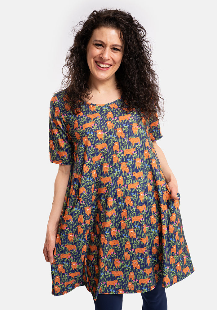 Sixth angle of Taylor Highland Cow Print Jersey Tunic