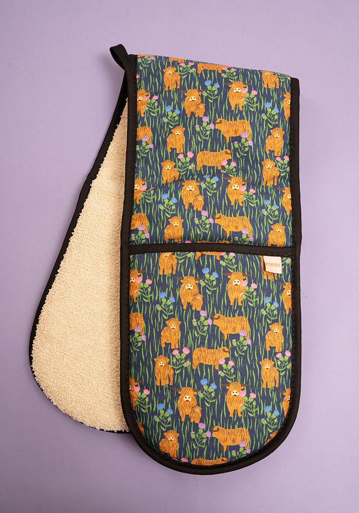 Highland Cow Print Popsy Oven Glove