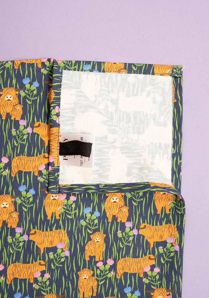 Highland Cow Print Popsy Tea Towel