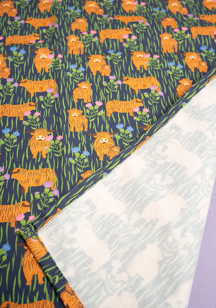 Highland Cow Print Popsy Tea Towel