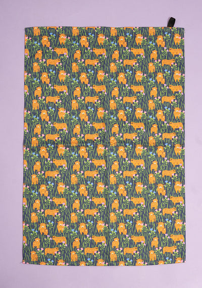 Highland Cow Print Popsy Tea Towel