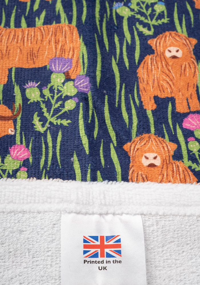 Fourth angle of Highland Cow Print Hand Towel