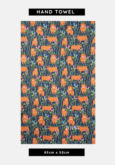 Highland Cow Print Hand Towel