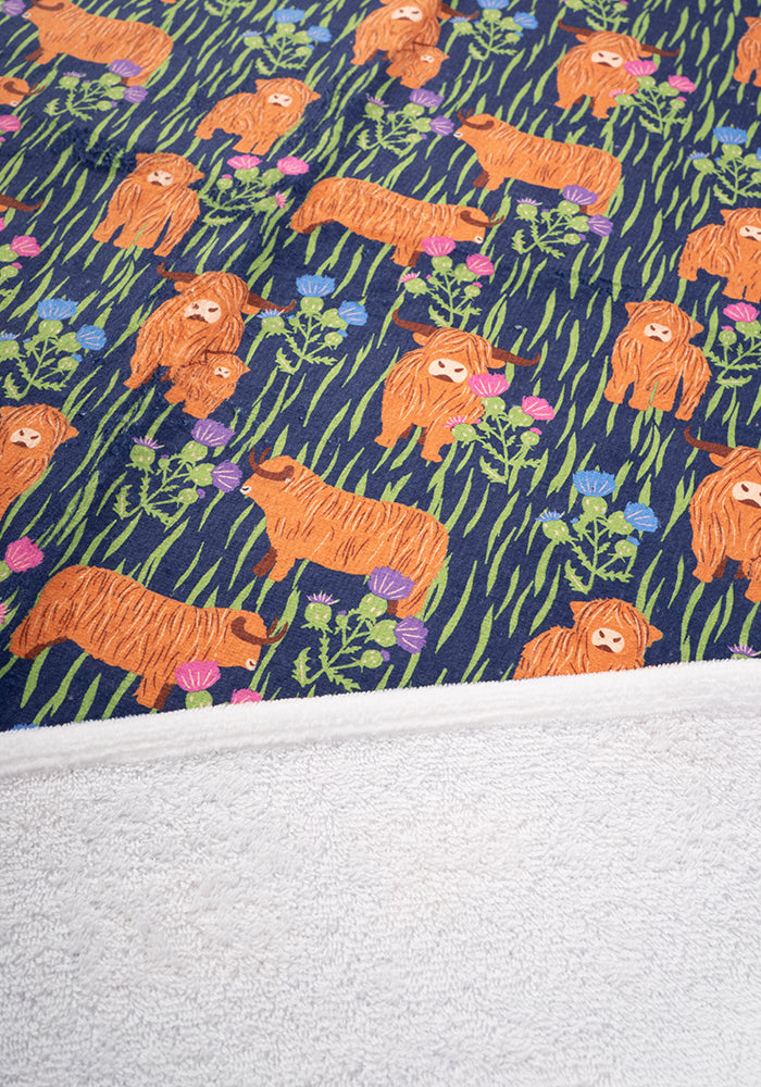 Third angle of Highland Cow Print Large Towel