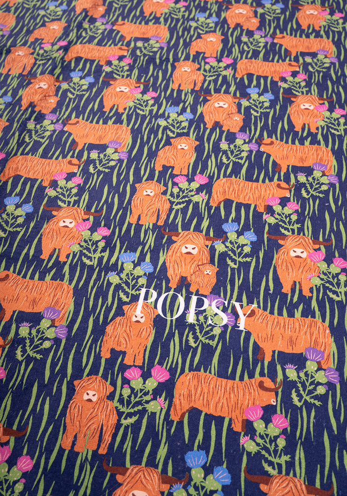 Highland Cow Print Large Towel