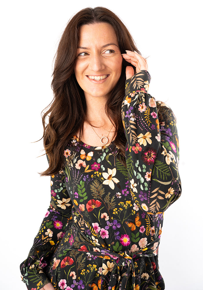 Third angle of Hila Pressed Floral Print Cotton Dress
