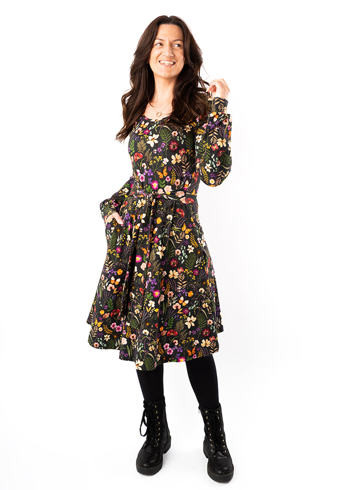 Front view of Hila Pressed Floral Print Cotton Dress