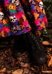 Hitch Pumpkin & Skull Print Cotton Midaxi Dress