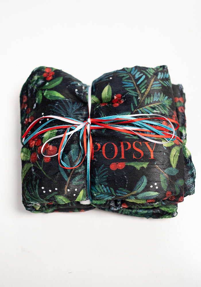 Holly &amp; Berry Pop-under Plush Blanket