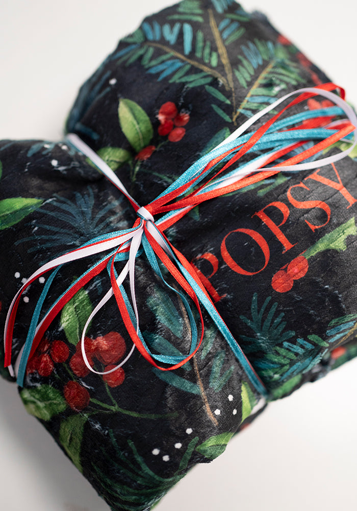 Holly &amp; Berry Pop-under Plush Blanket