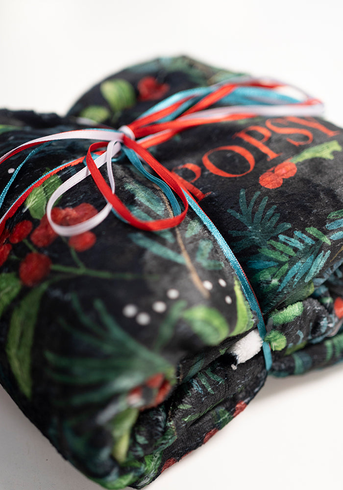 Holly &amp; Berry Pop-under Plush Blanket