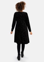 Hollyanne Black & Multicoloured Sparkle Velvet Trapeze Dress