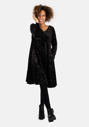 Hollyanne Black & Multicoloured Sparkle Velvet Trapeze Dress