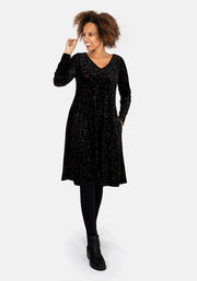 Hollyanne Black & Multicoloured Sparkle Velvet Trapeze Dress