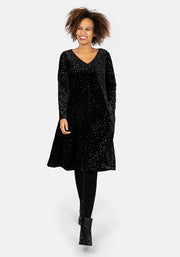 Hollyanne Black & Multicoloured Sparkle Velvet Trapeze Dress