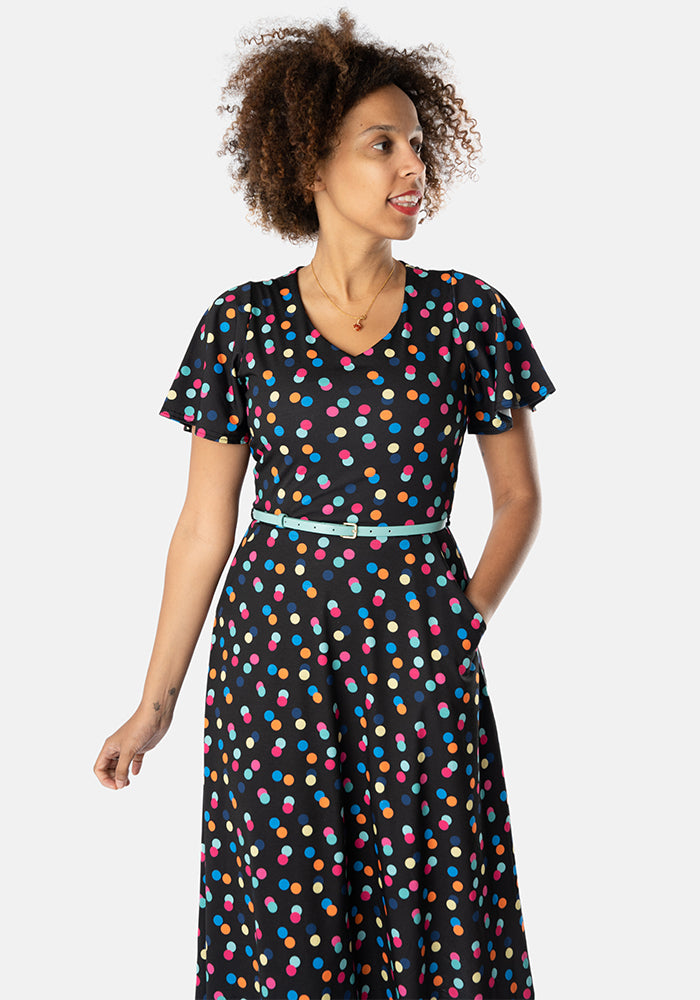 Honesty Multicoloured Spot Print Midi Dress