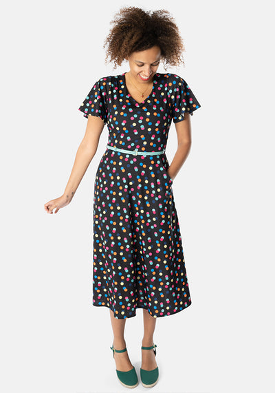 Honesty Multicoloured Spot Print Midi Dress