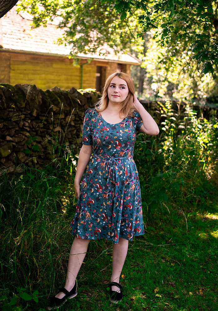 Hudson Woodland Animal Print Full Skirt Dress