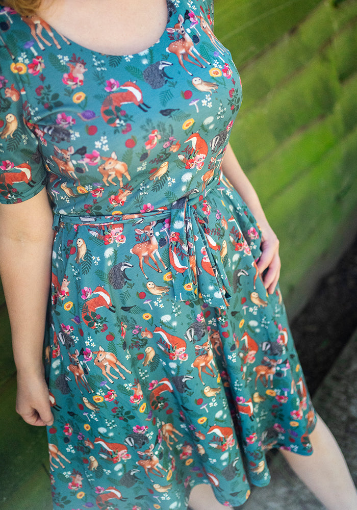 Hudson Woodland Animal Print Full Skirt Dress