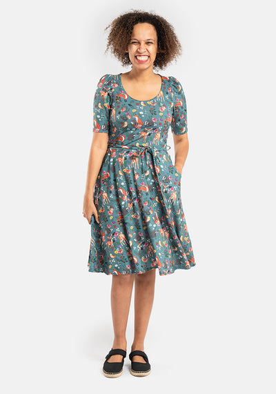 Hudson Woodland Animal Print Full Skirt Dress