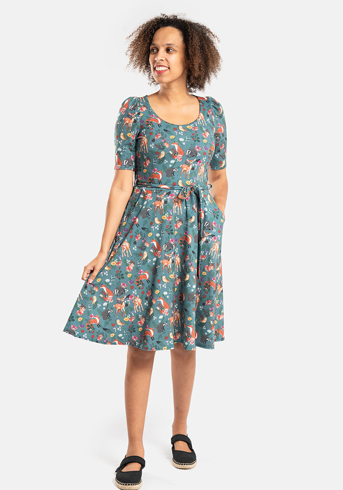 Hudson Woodland Animal Print Full Skirt Dress