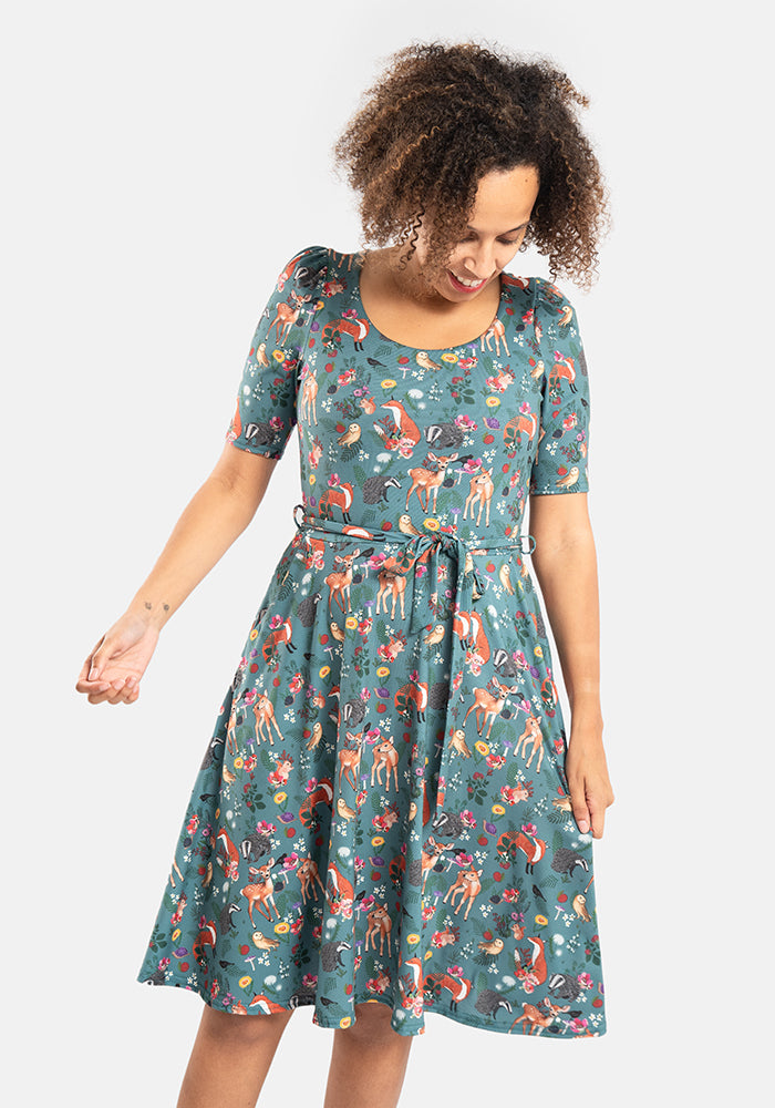 Hudson Woodland Animal Print Full Skirt Dress