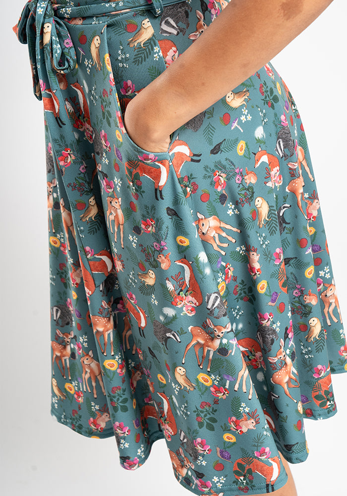 Hudson Woodland Animal Print Full Skirt Dress