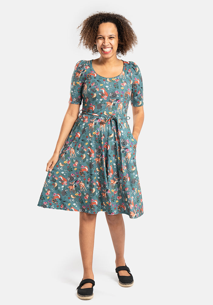 Hudson Woodland Animal Print Full Skirt Dress