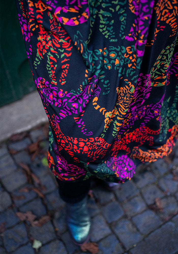 Hunter Cat Animal Skin Print Midi Dress