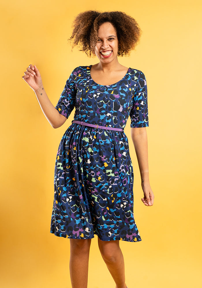 Hutton Abstract Leopard Print Dress