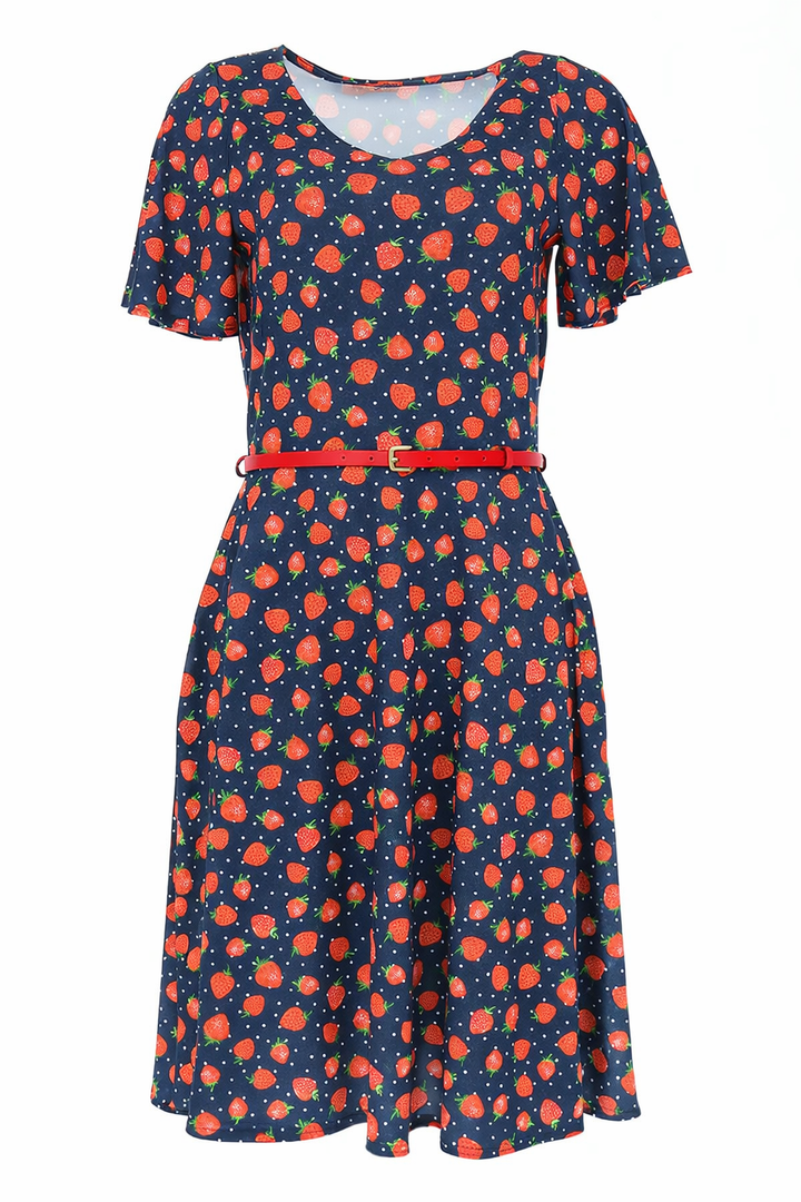 Third angle of Sienna Strawberry Print Dress