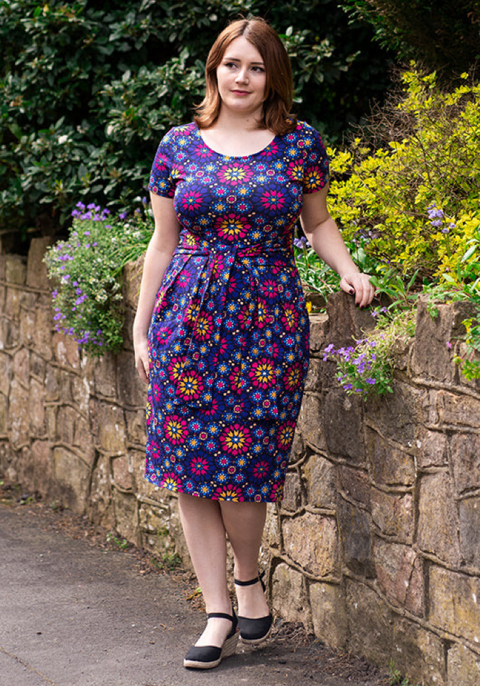 Aziza Moroccan Tile Print Cotton Dress