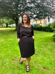 Olive Black Blouson Waist Dress