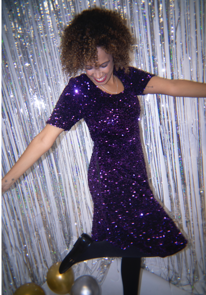 Laretta Purple Sequin Dress