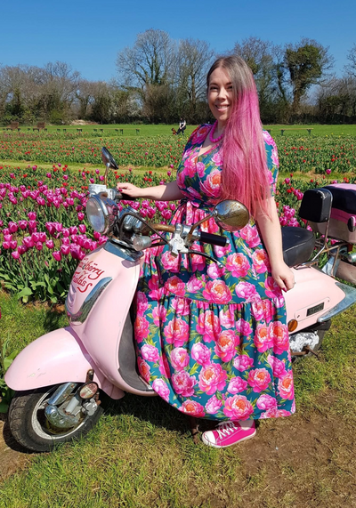 Bouquet Peonies Print Midaxi Dress