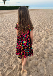 Children's Pink Animal Print Cotton Dress (Mariah)