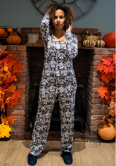 Addams Mono Skull Print Pyjama Set