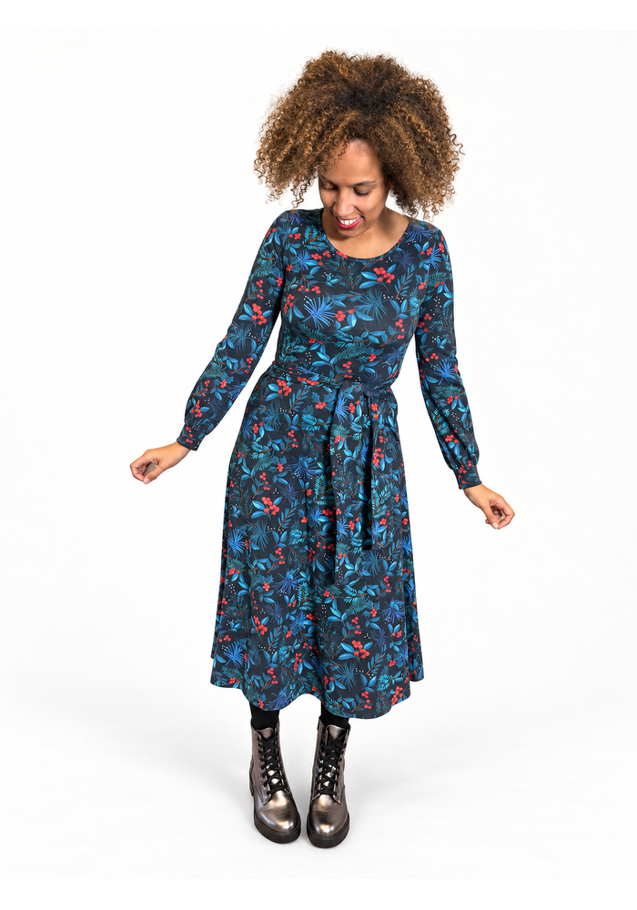 Alva Holly &amp; Berry Print Cotton Midi Dress