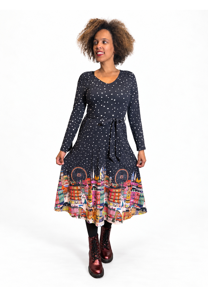 Lucella London Border Print Cotton Midi Dress