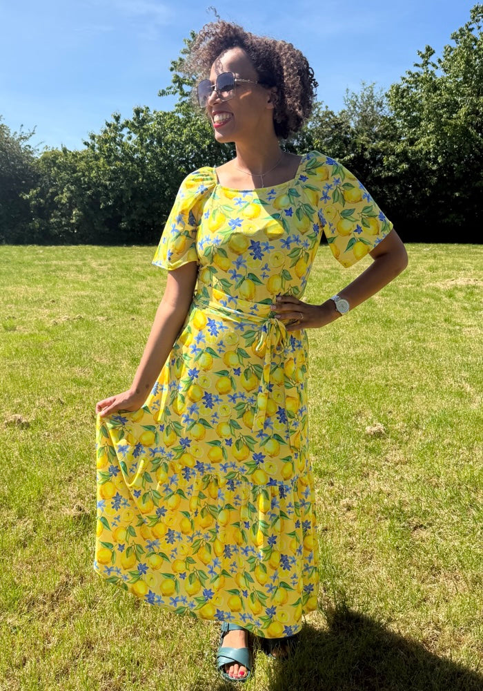 Fourth angle of Avani Lemon Print Square Neck Jersey Top