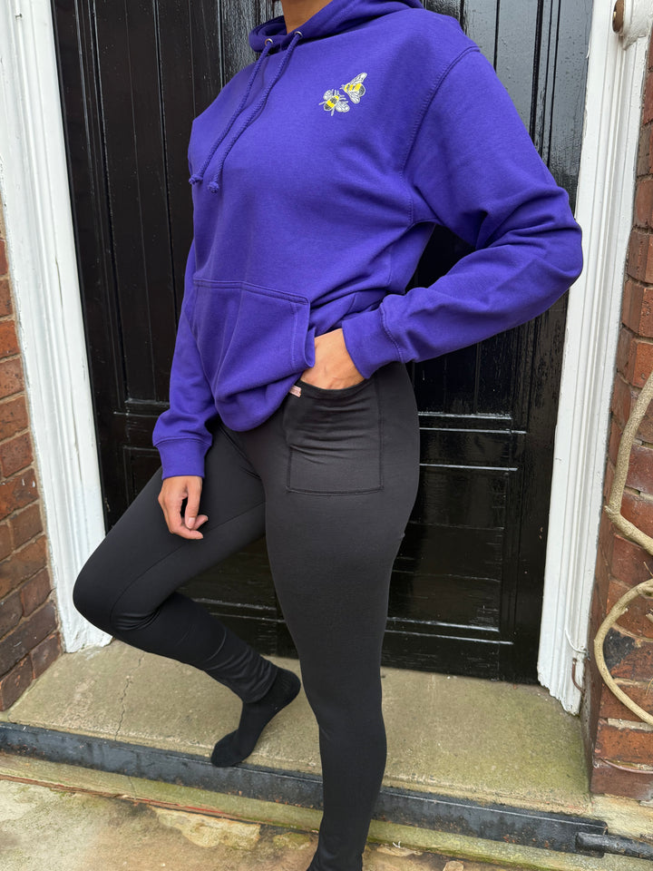Front view of Heath Black 2 Pocket Leggings
