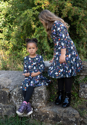 Ghost Cats Print Children's Tiered Hem Dress (Inga)