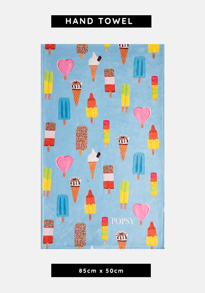 Front view of Ice Cream &amp; Lolly Print Hand Towel