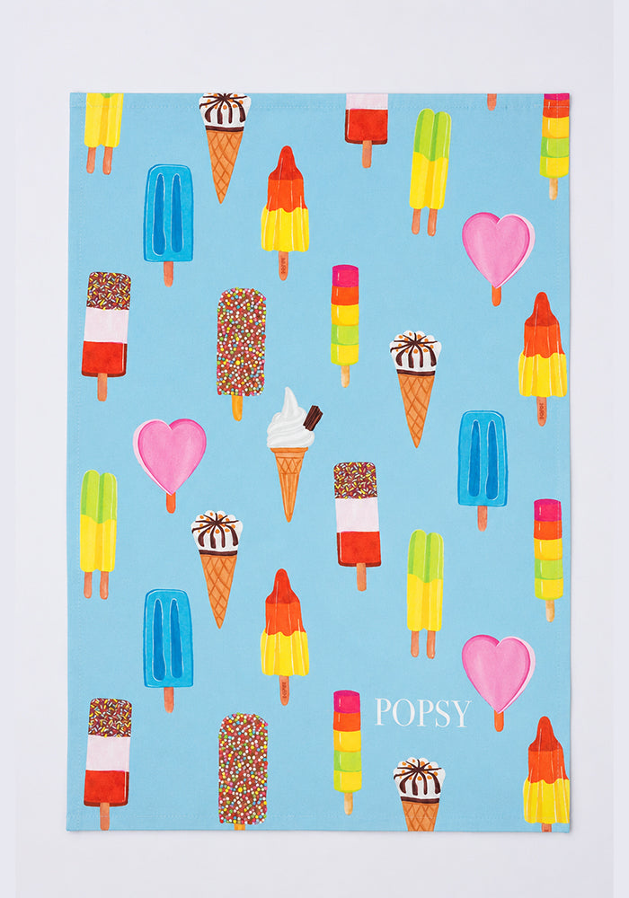 Ice Cream &amp; Lolly Print Tea Towel