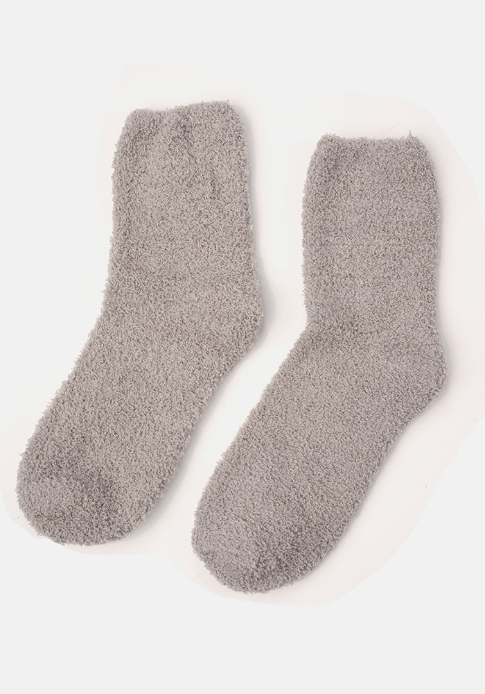 Third angle of Ice Grey Fluffy Socks