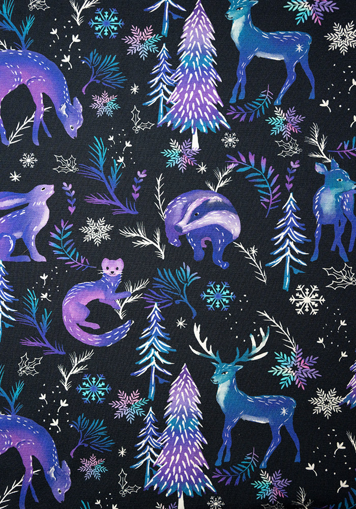 Snowflake Winter Magical Animals Print Cotton Dress