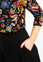 Ida Black Midaxi Length Tiered Hem Skirt