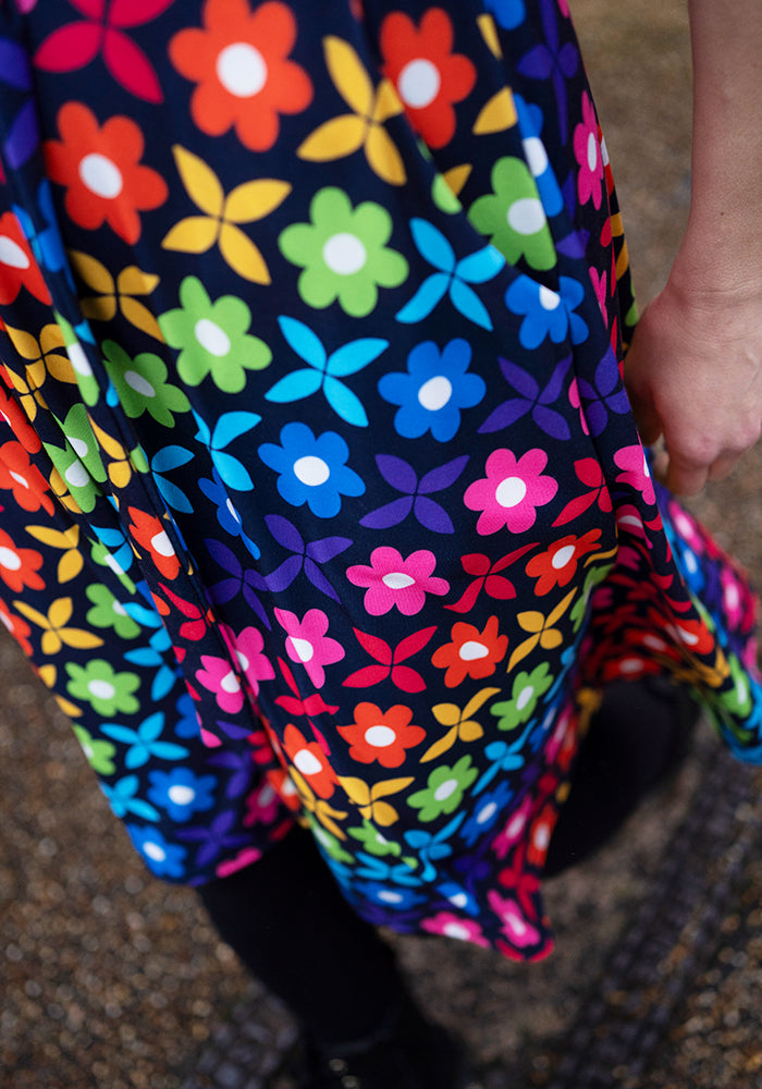 Thirteenth angle of Idalia Retro Rainbow Floral Print Dress